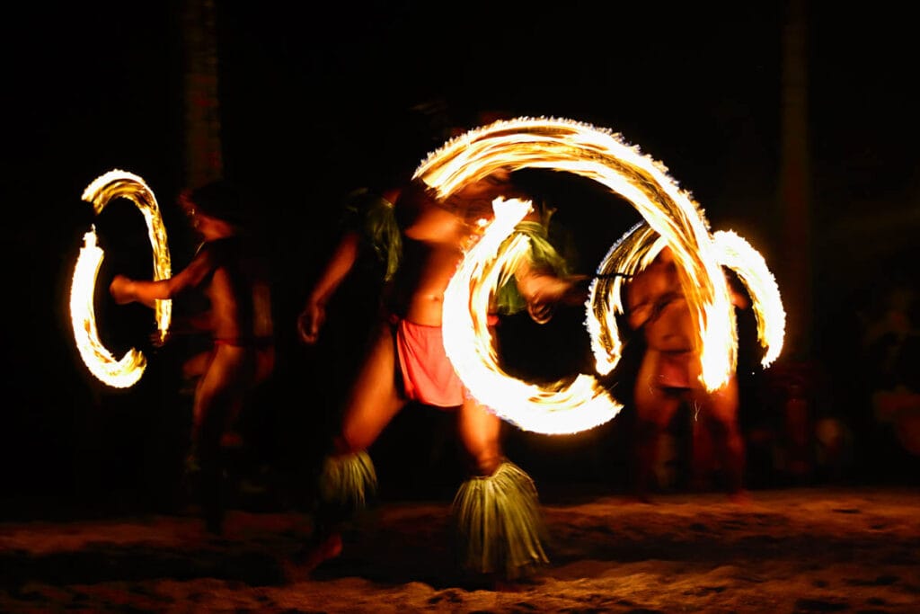 Fire dancers at a Polynesian luau