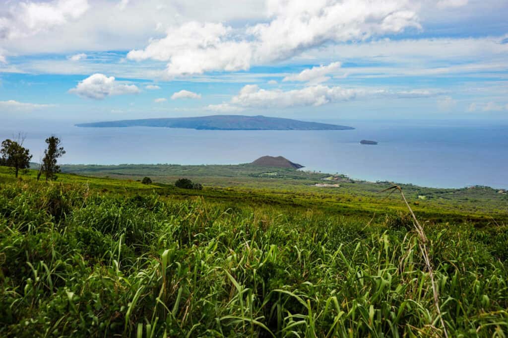 View of West Maui coastline and Lanai island