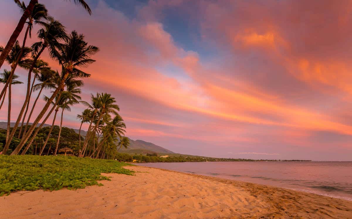 Kaanapali Beach in Maui, Hawaii at sunset